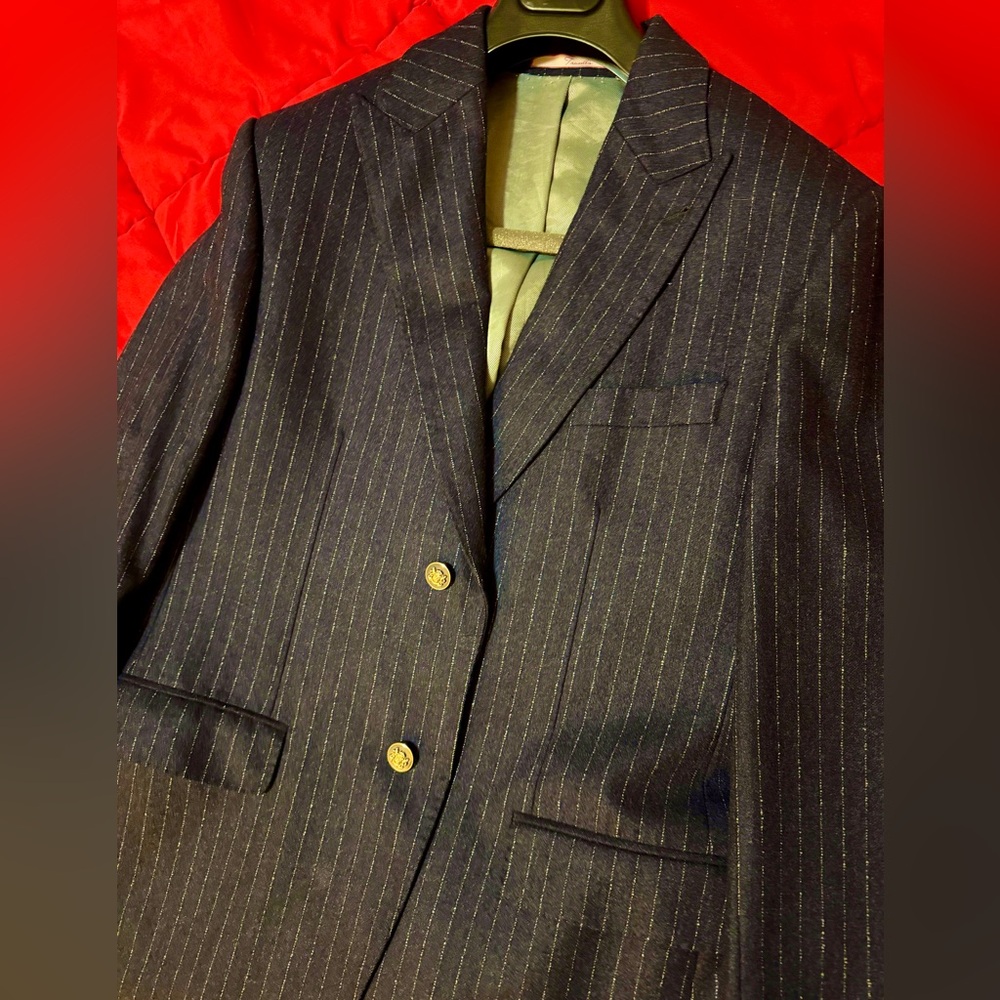 100% Wool Black Pinstripe Men's Blazer